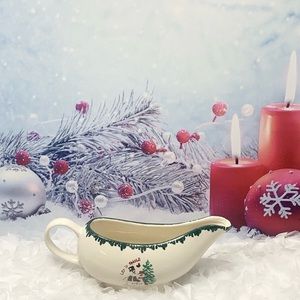 (1998) Atico "Let It Snow" Gravy Boat Stoneware.